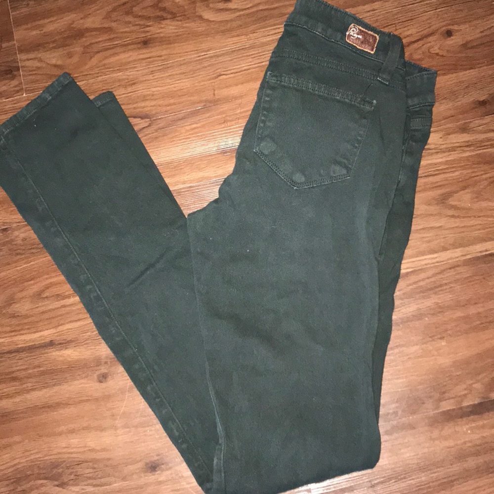 Paige Denim- 26 hunter green mid waist skinny